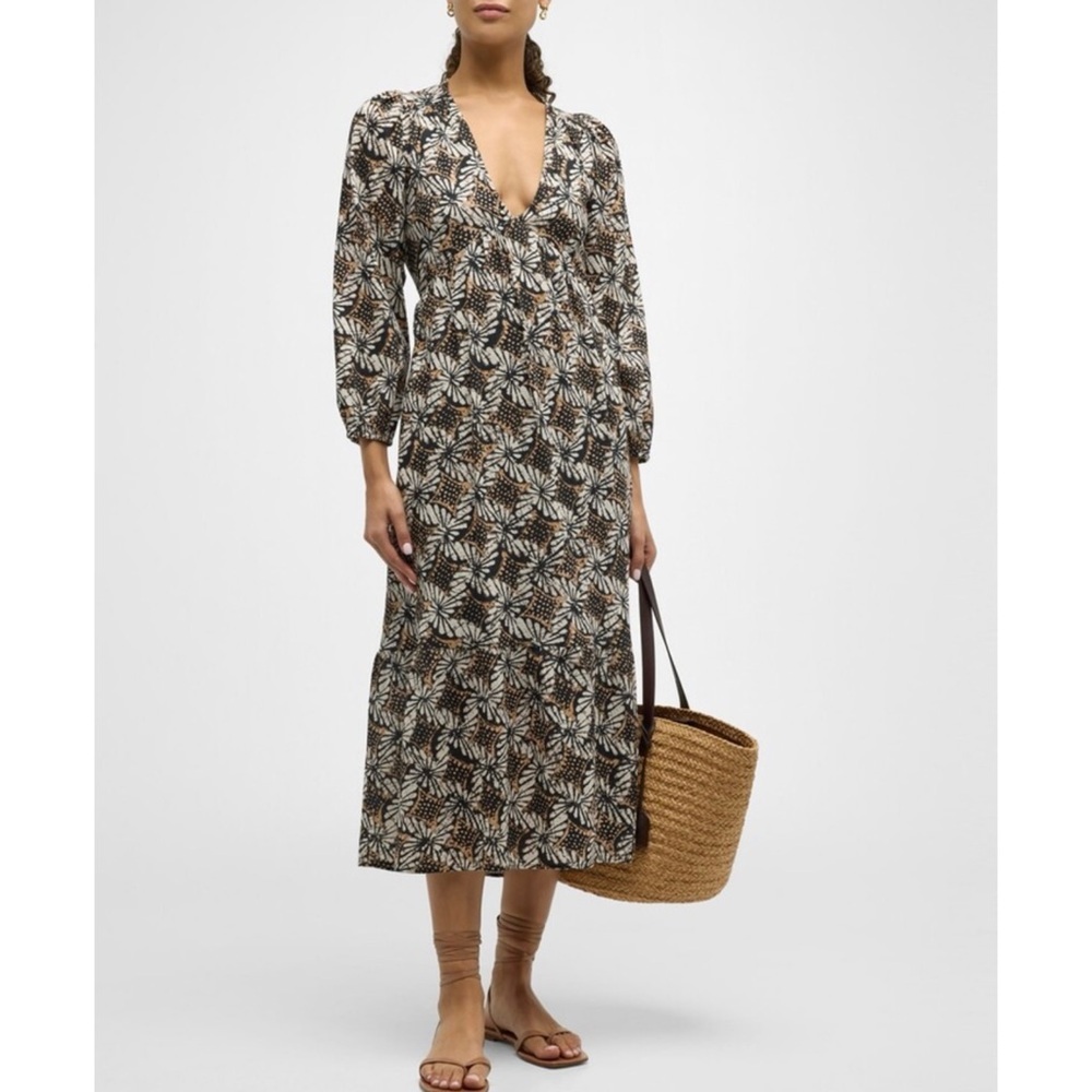 Xirena 100% cotton Ella Abstract-Print Cotton Empire
Midi Dress EUC